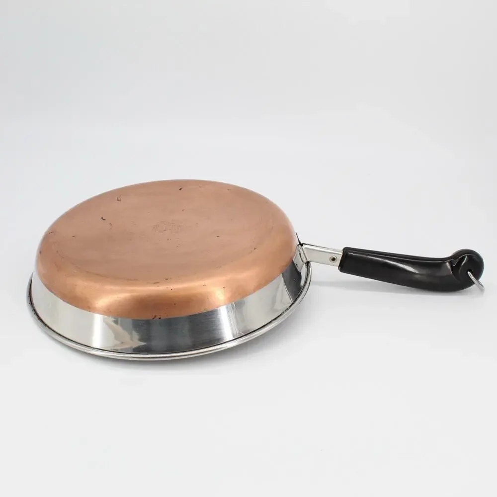NICE! VTG Revere Ware 10” Skillet Pan Pre-‘68 Copper Bottom Double Ring (No Lid)